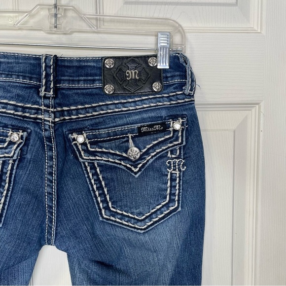 Miss Me Women's Loose Saddle Stitch Border Boot Cut Jean Sz 27 - Picture 6 of 11